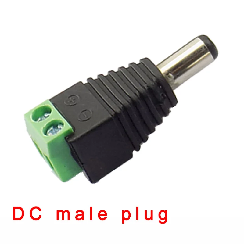 1 pair 2.1x5.5 mm DC Male + Female plug Connector power supply jack adapter BNC for CCTV camera LED strip lamp lighting light