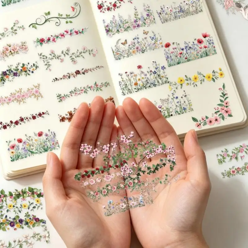 Floral Lace Journal Stickers 60Pcs Waterproof Vinyl Decals for Laptops Phone Cases Water Bottles Diary Decor