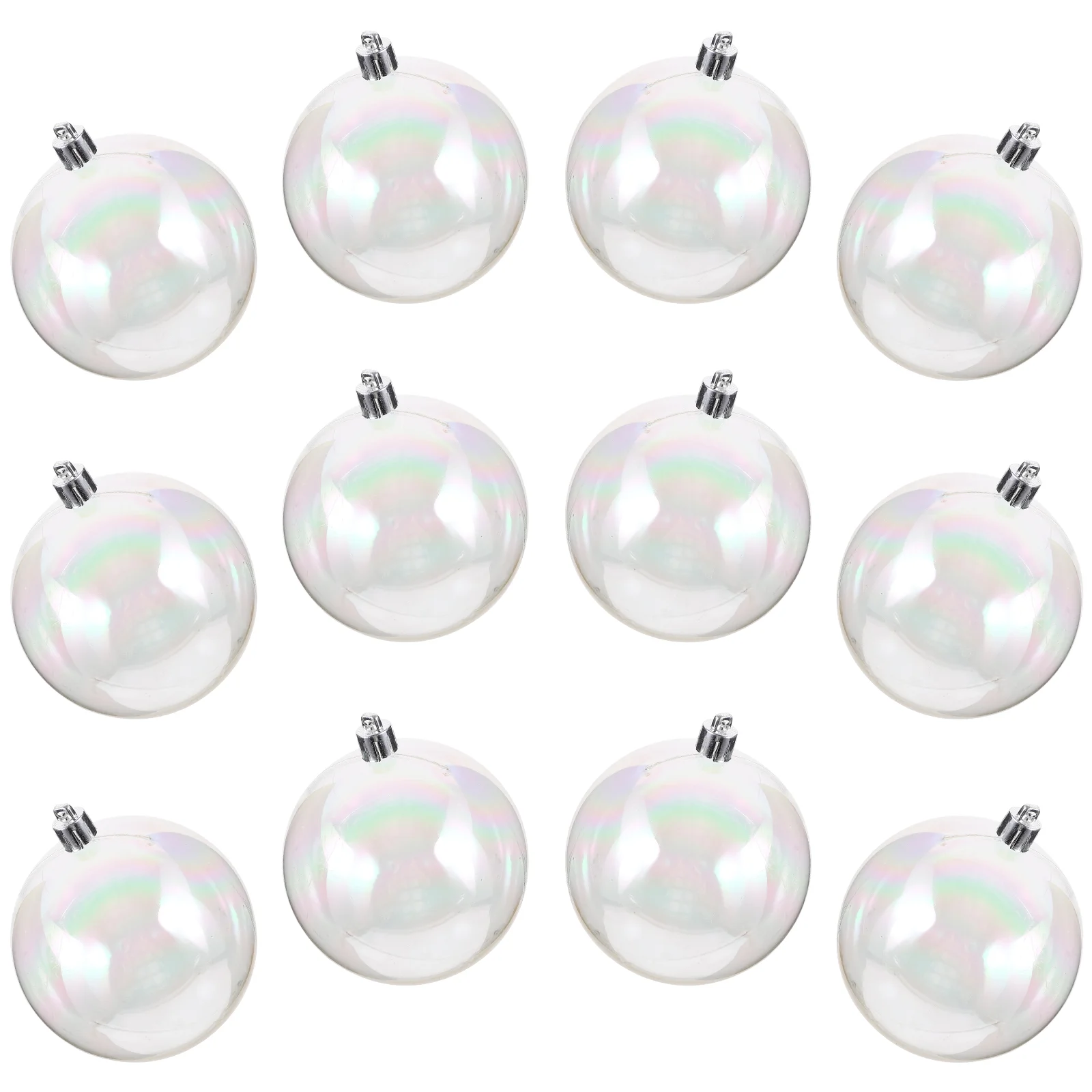 12 Pcs Iridescent Clear Christmas Ornament Pearl Bubble Ball Crafts Holiday Light Bulbs