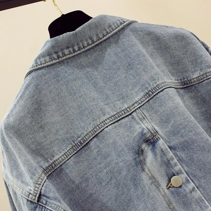 Women Clothes Big Pocket Denim Jacket Spring Autumn New Korean Fashion Jeans Coat Female Loose Vintage Basic Jackets Chaquetas