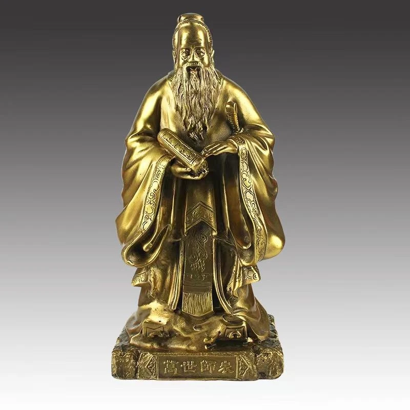 Brass Confucius Statue, Bronze Confucius Figurine, Confucius Metal Craft, Home Decor Ornament