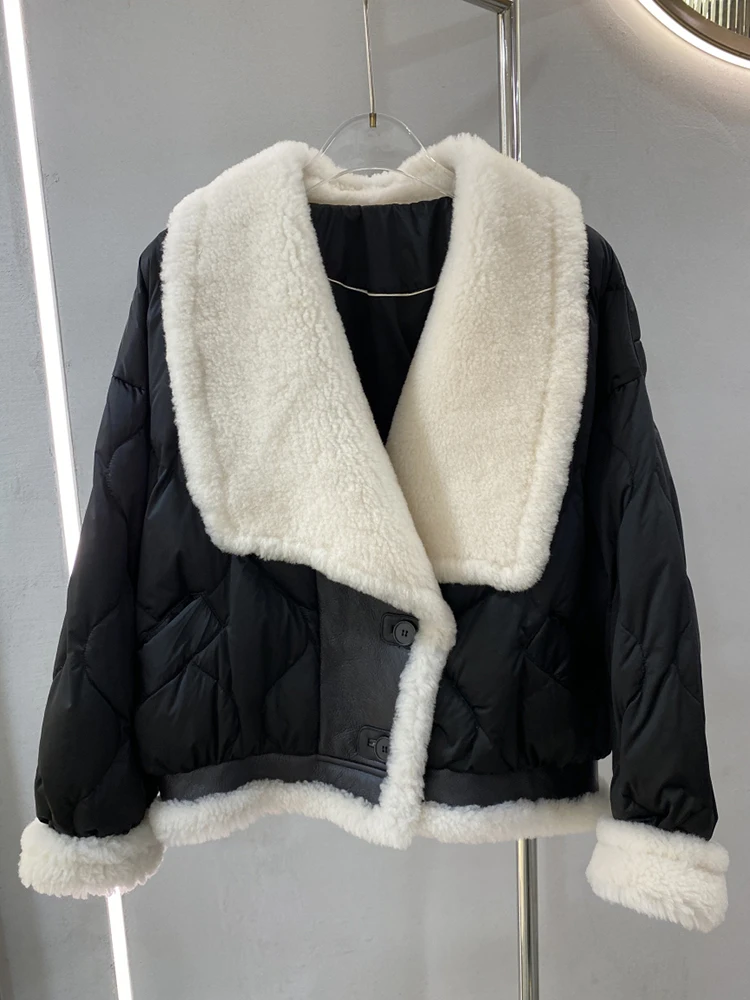 Piumini invernali da donna in vera oca calda cappotto di pelliccia di pecora merino naturale cappotto spesso capispalla femminile piumino vendita calda