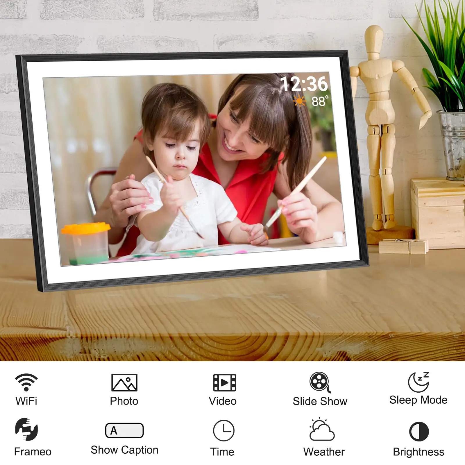 Digital Photo Frame 15.6 Inch WIFI Digital Picture Frame Smart Electronic Image Album Bulit-in 32GB for Gift Giving Touch Frame