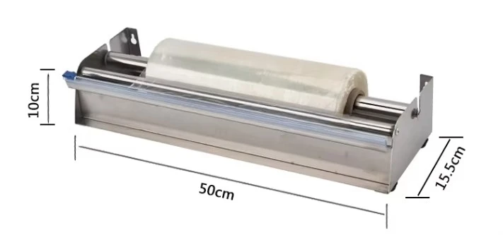 Large roll 304 stainless steel plastic wrap packaging dispenser for household and kitchen