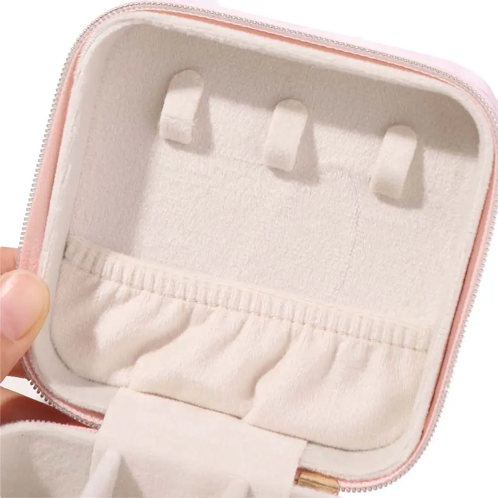 

Creative Portable Jewelry Storage Box Layered Mini Earrings Necklace Ring Jewelry Box Organizer Zipper Jewelry Display Case Gift
