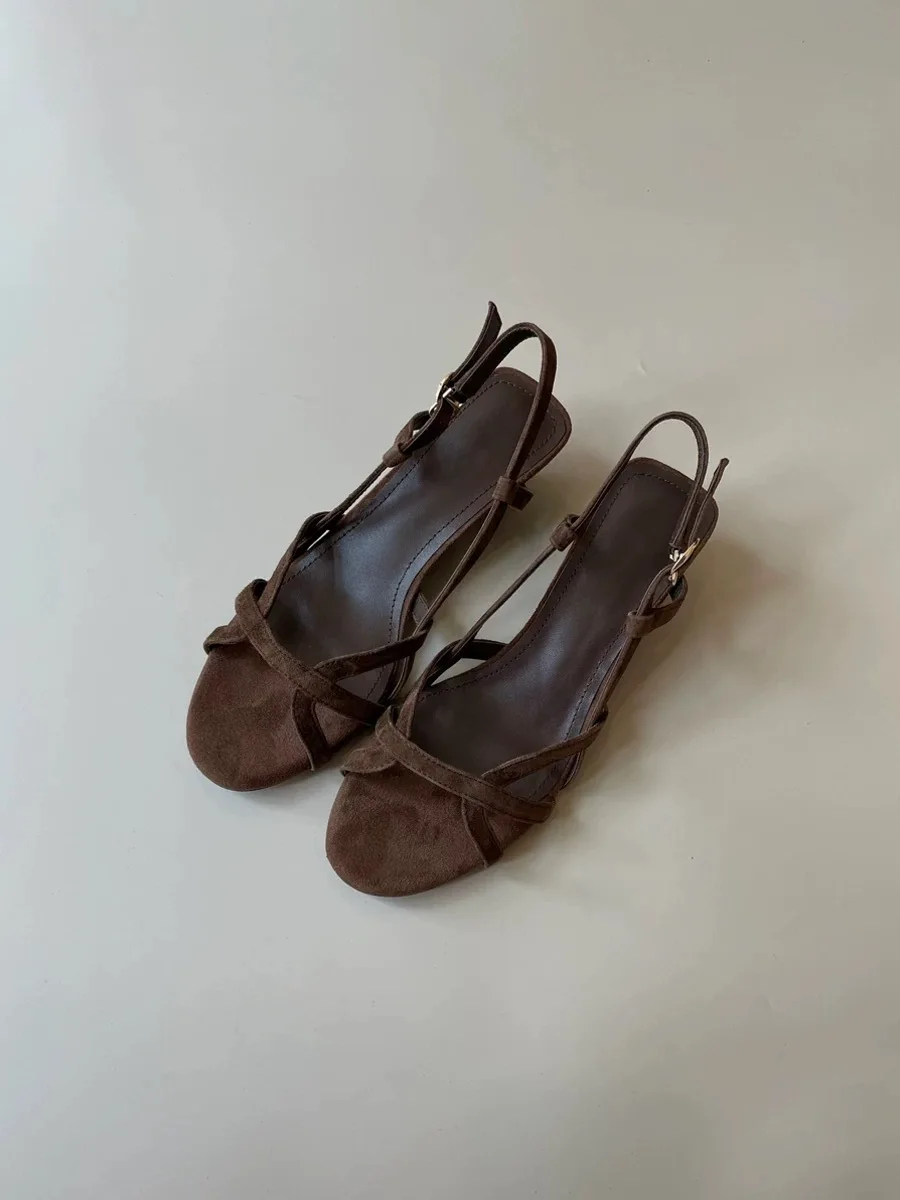 fashionable-leather-version-slip-on-sandals-women's-summer-high-heel-wedge-shoes-velvet-toe-open-strap-korean-style-daily-wear