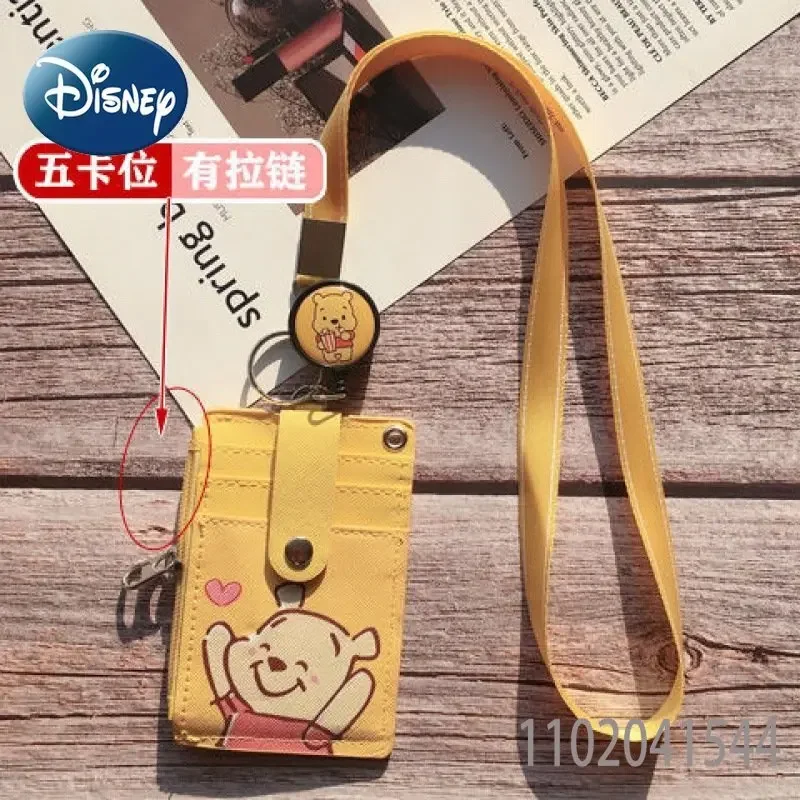 Disney Mickey Mouse ID Card Holder for Women Girl Student  Sleeve Retractable Neck Strap Campus Bus Student Access Card