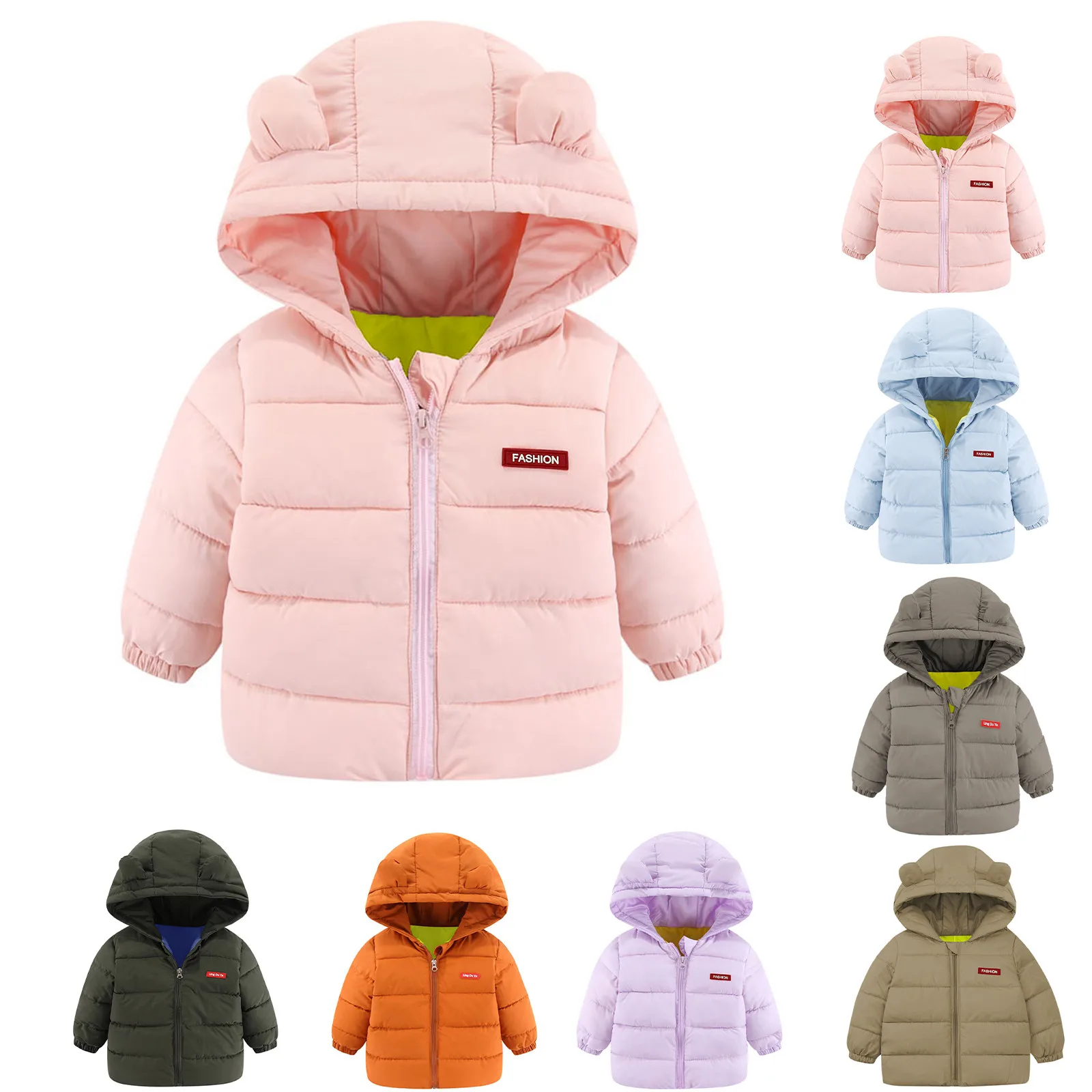 Toddler Kids Baby Boys Girls Winter Warm Jacket Outerwear Letter Bear Ears Coats Hooded Toddler Jackets Boys Teenager Boy Jacket