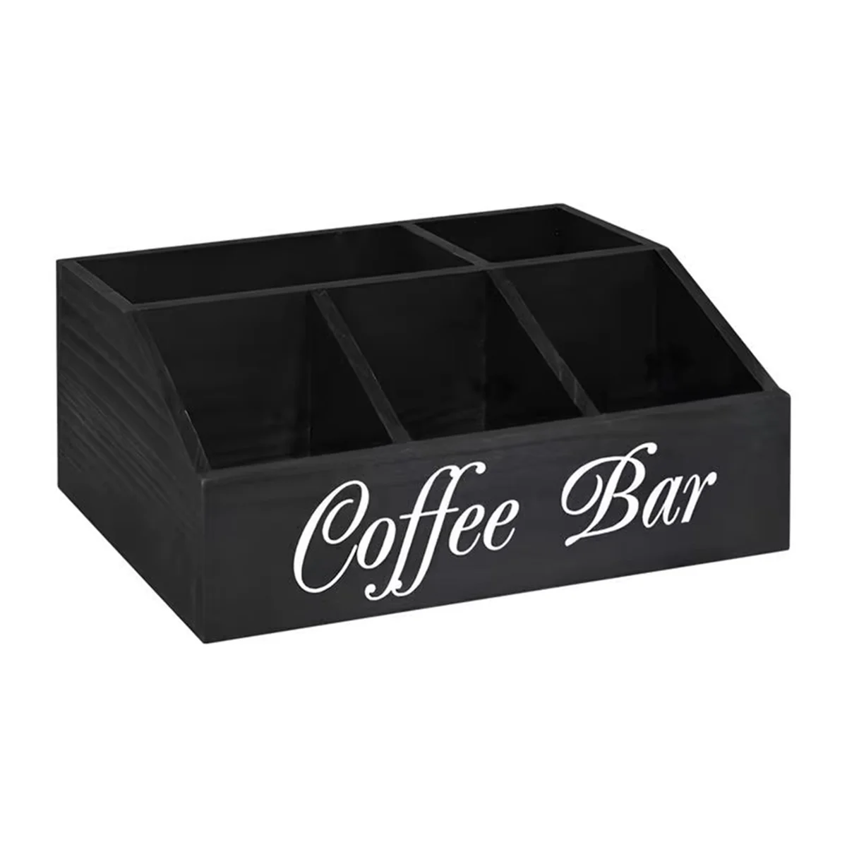 Coffee Station Counter Organizer Countertop Wooden Basket Holder Wood Coffee Pods Holder Storage Basket for Offices