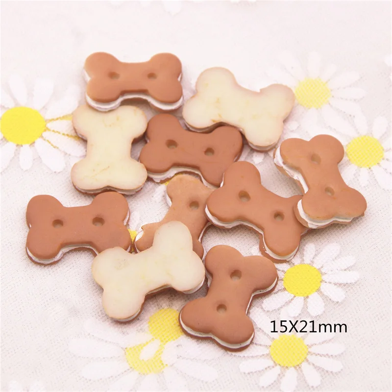 Dog Bone Biscuit 10PCS 16x20mm Resin Flatback Cabochon Miniature Food Art Supply Decoration Charm Craft