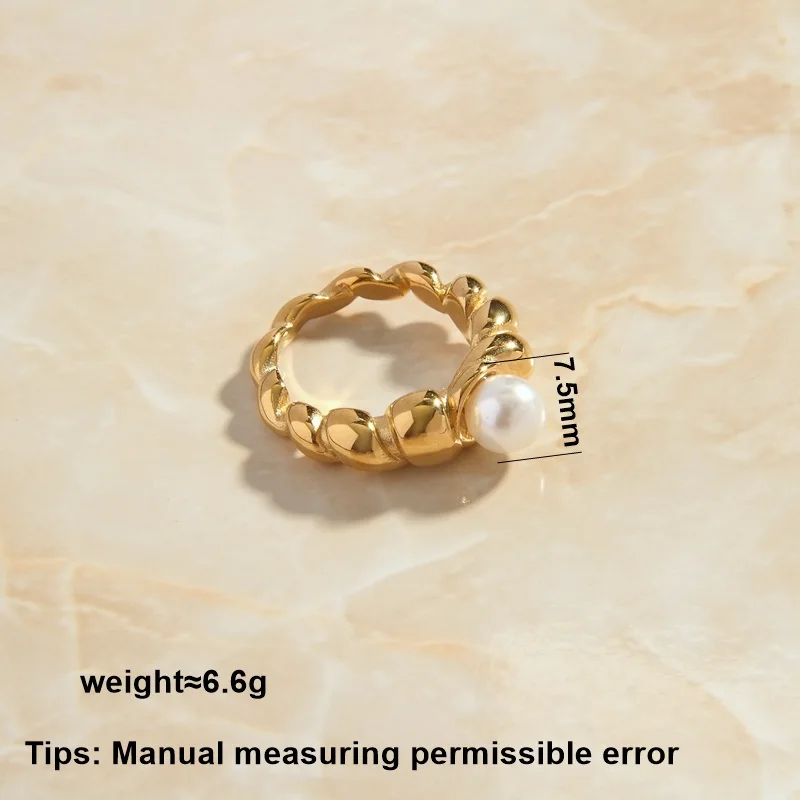 LESIEM 2023 trend Gold color size 6 7 8 Girlfriend wedding ring Rough Fried Dough Twists Pearl Ring prices in euros men jewelry