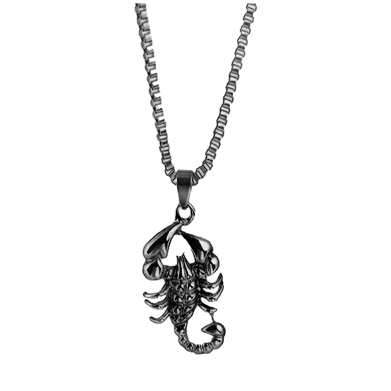 Huitan Scorpion Pendant Necklace Women/Men Fashion Cool Girl\'s Accessories Stylish Gift Metallic Style Insert Jewelry for Unisex