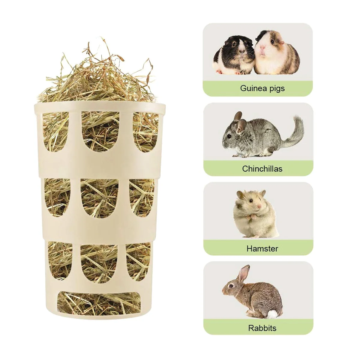 

2Pcs Cage Grass Feeder Rabbit Rack Feeding Tool Durable Anti-Bite Portable Hanging Hole Khaki Small Pet Feeder