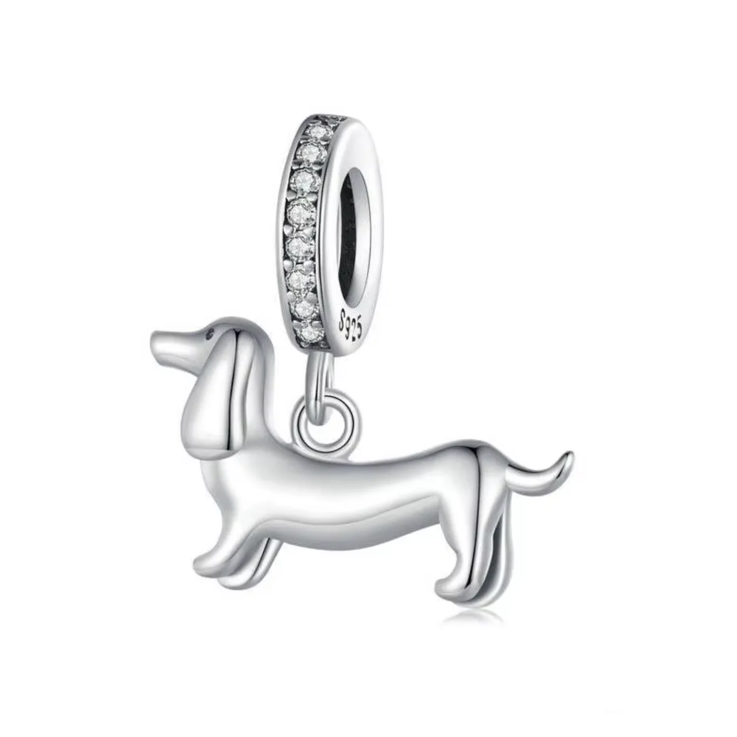 

925 Sterling Silver Cute Weiner Dog Dachshund Charm Pendant Necklaces