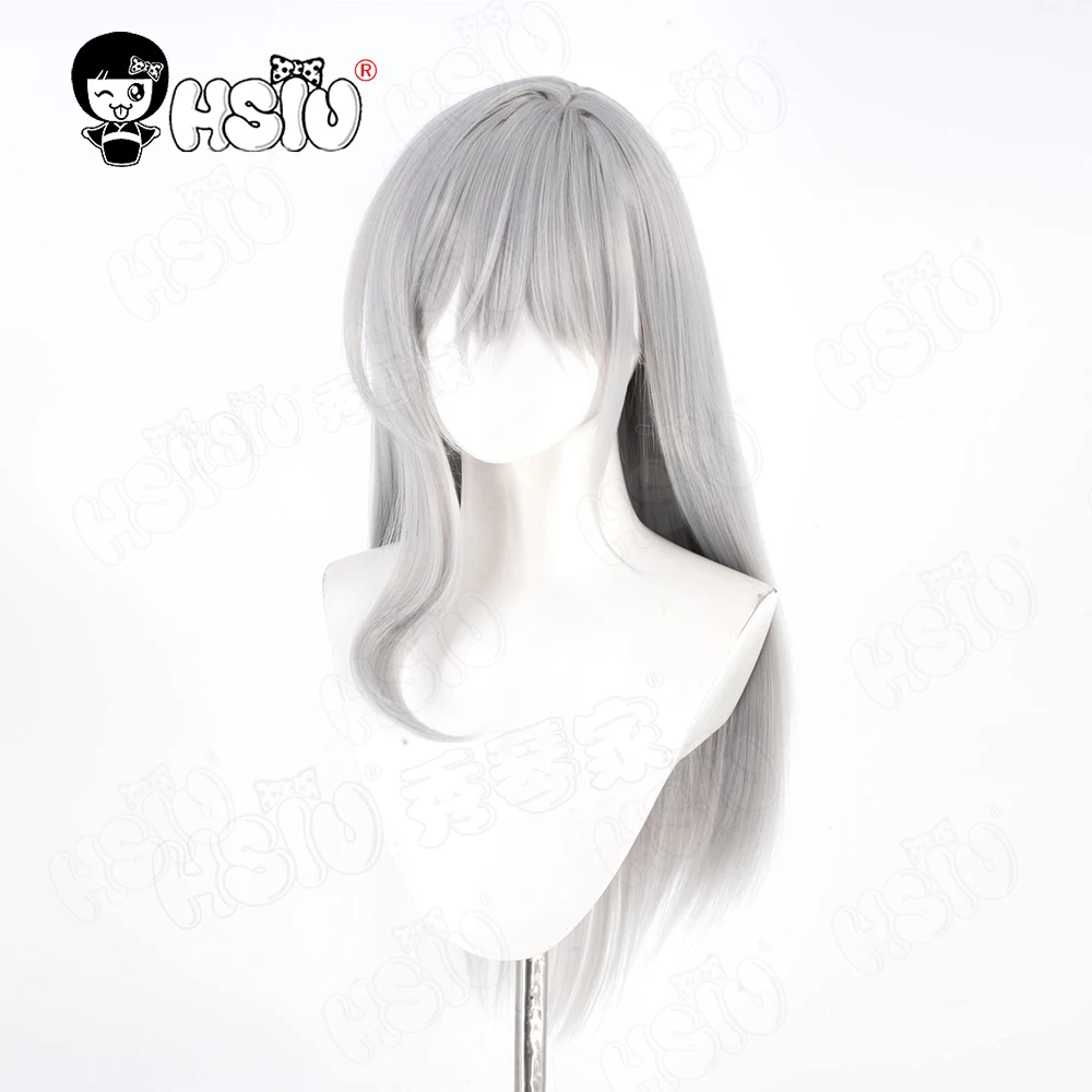 วิกผมคอสเพลย์มาริแอนน์ HSIU 70 ซม. ผมยาวสีเงิน วิกผมสังเคราะห์+หมวกวิกผม เกม NIKKE เทพีแห่งชัยชนะ มาริแอนน์ คอสเพลย์