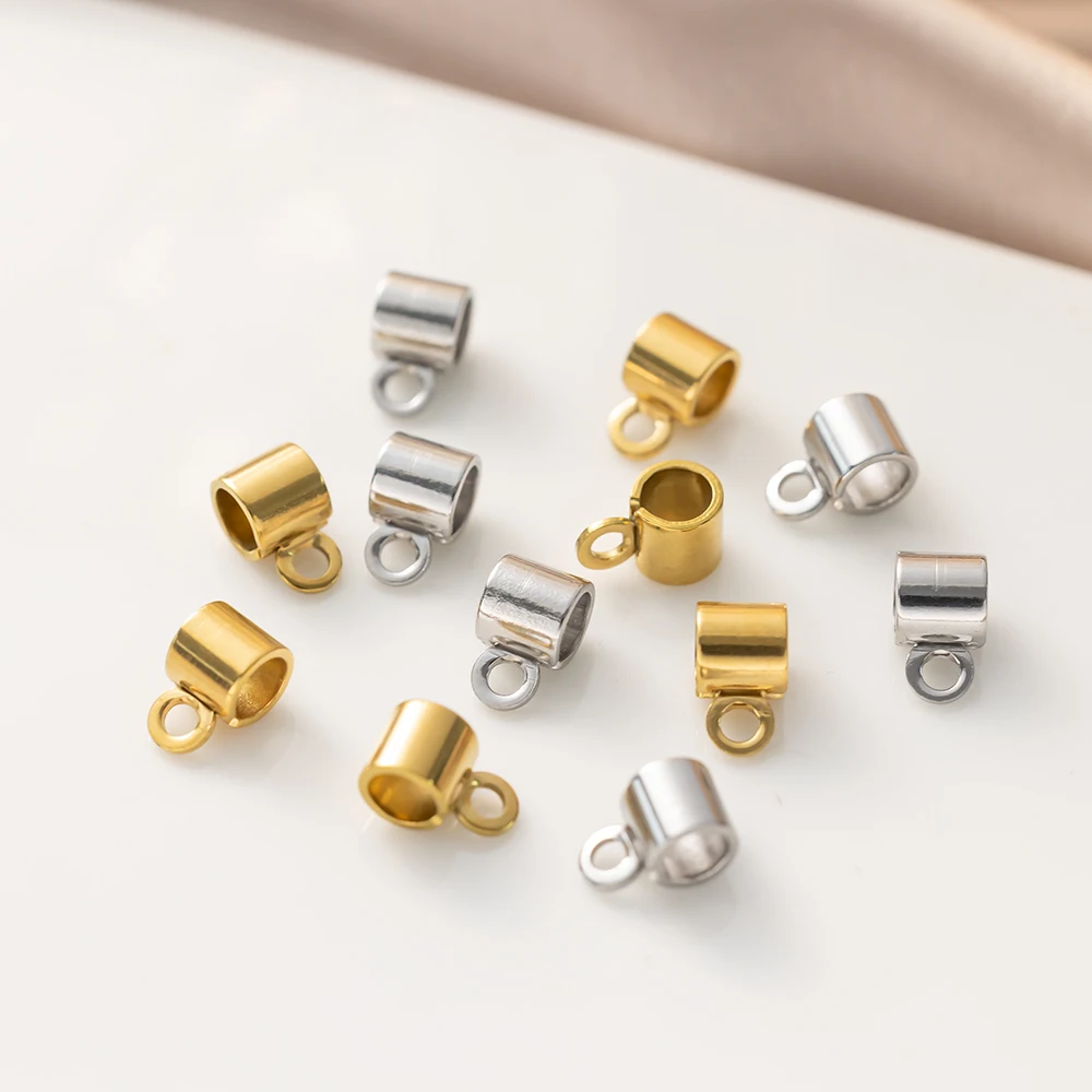 20pcs Stainless Steel Tube Beads Clasp Pendant Connectors For DIY Bracelet Necklace Jewelry Making Findings Supplies Accessories