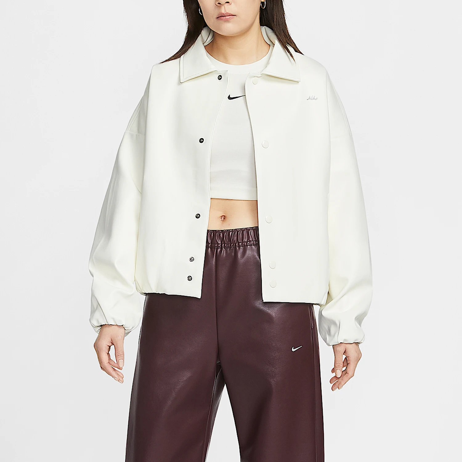 Nike genuine comfortable spring style women's flip collar durable loose jacket IQ8170-133
