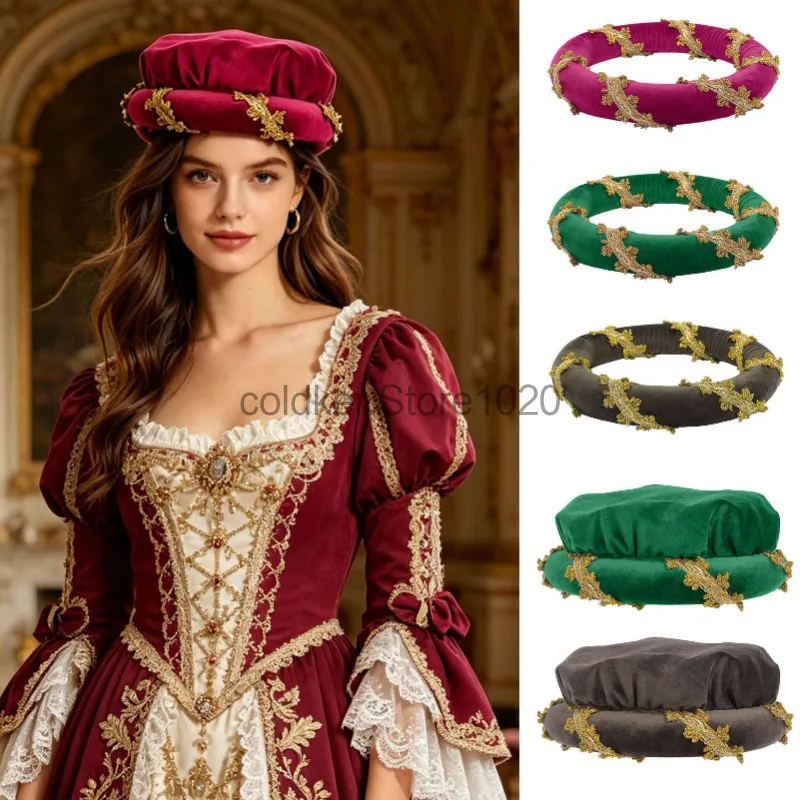 New Renaissance Vintage Velvet Stuffed Circlet Headwear Medieval Padded Roll Hat Bourrelet Men Women Headpiece For Halloween