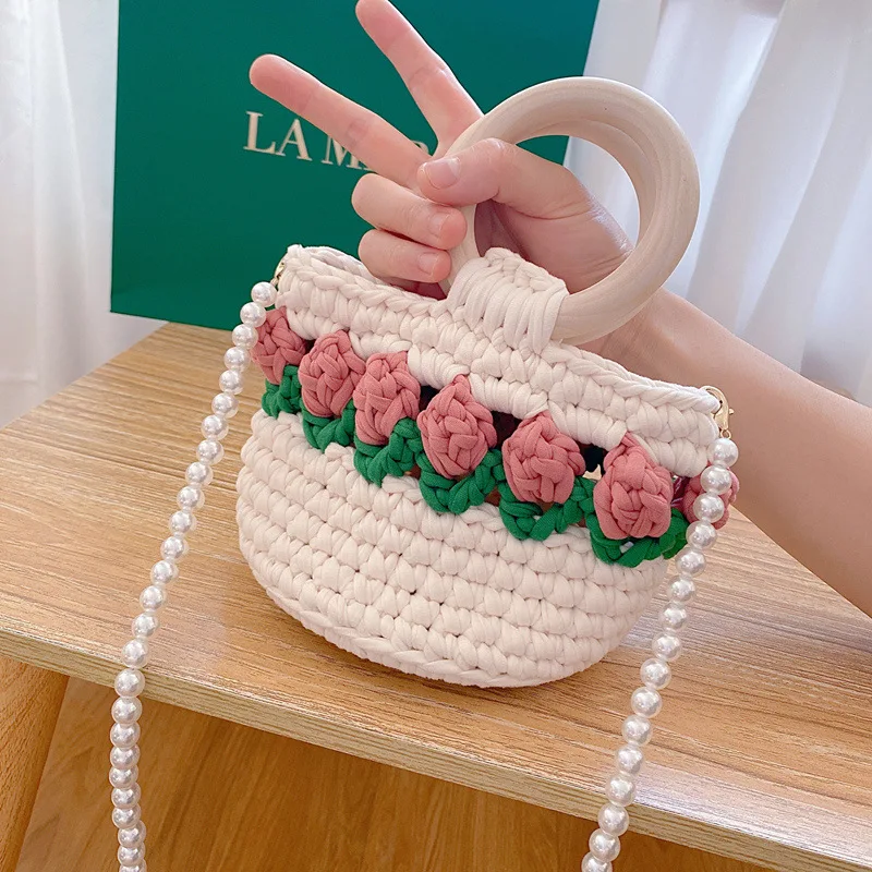 حقيبة توليب منسوجة يدويًا، حقيبة يد كروس، حقيبة مواد محلية الصنع، هدية المنتج النهائي للصديقات والصديقات #3