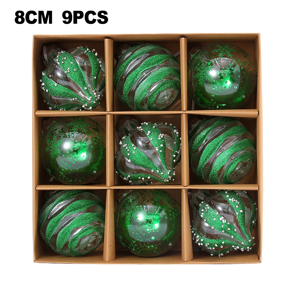 كرات زخرفية بقطر 8 سم، زينة عيد الميلاد اللامعة، استخدامات متعددة، زينة بلاستيكية، هدية عيد الميلاد، سهلة التعليق #5
