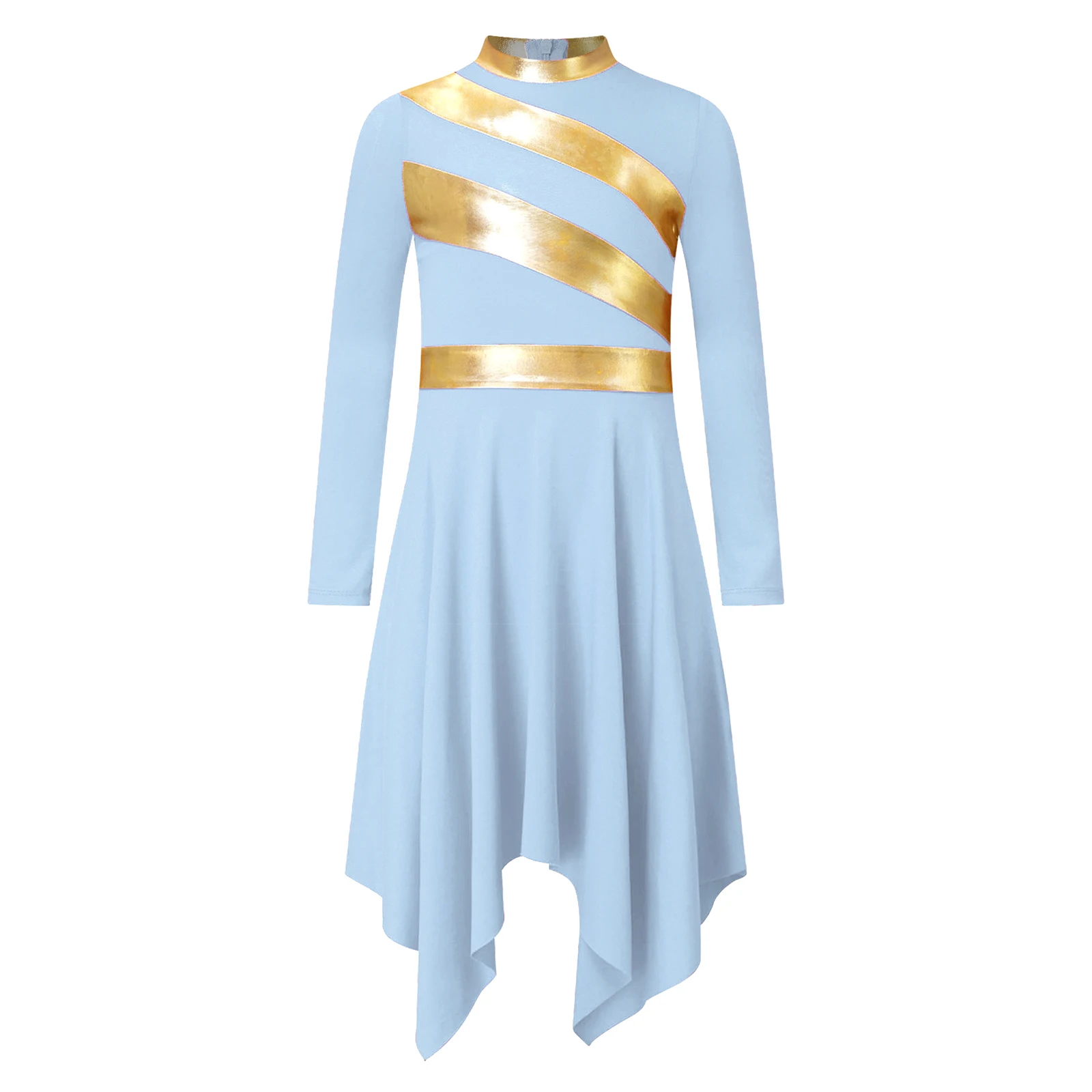 Costume de spectacle de danse lyrique pour enfants, robe de culte chrétien d'église, robe tunique brillante métallique, vêtements de danse pour filles, blague de ballet