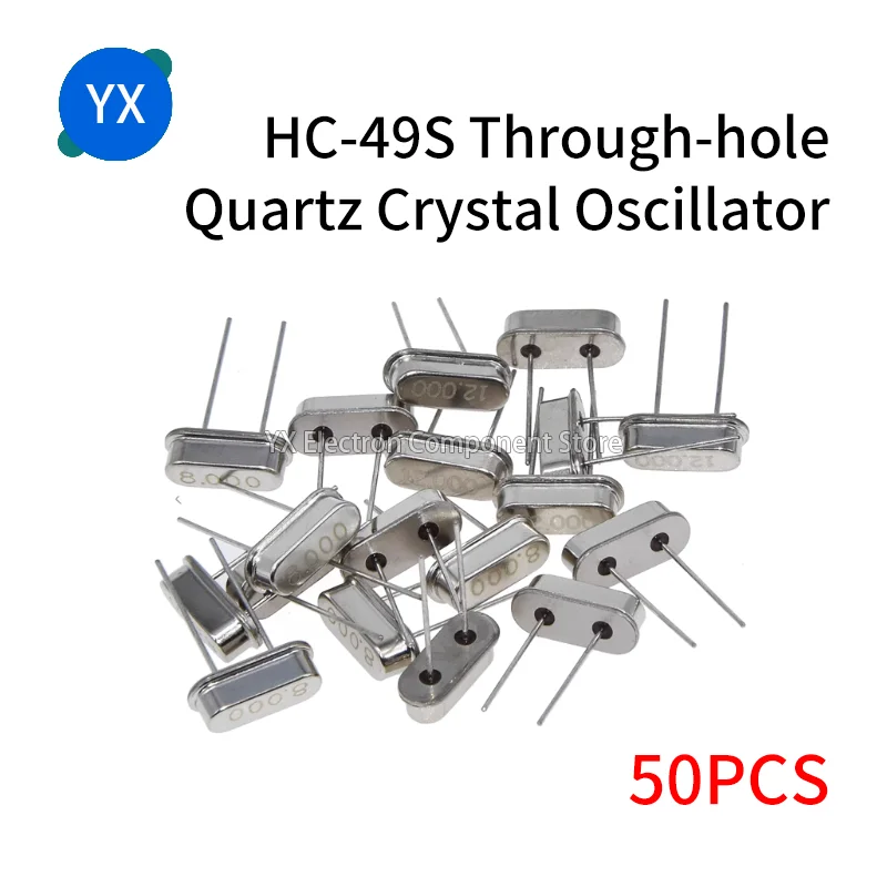 50PCS Quartz Crystal In-line DIP HC-49S Passive Clock 3.579545 3.686 4 7.3728 8 12 12.288 14.032 14.31818 14.7456 16 25MHZ