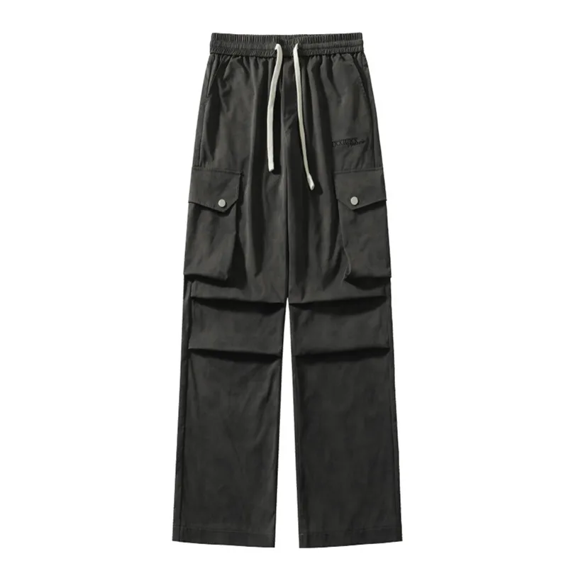 Pantalones Cargo teñidos con lazo para hombre, ropa de calle informal con bolsillos laterales, estilo Harajuku y Hip Hop, a la moda