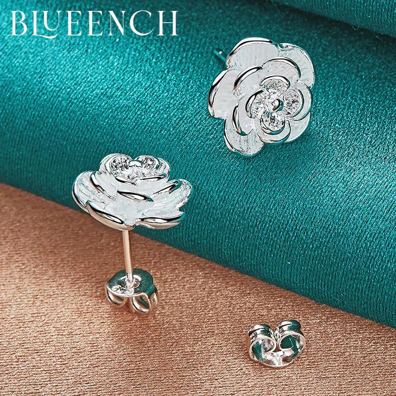 

Blueench 925 Sterling Silver Stereo Flower Stud Earrings Earrings for Women Proposal Wedding Fashion Personality Jewelry