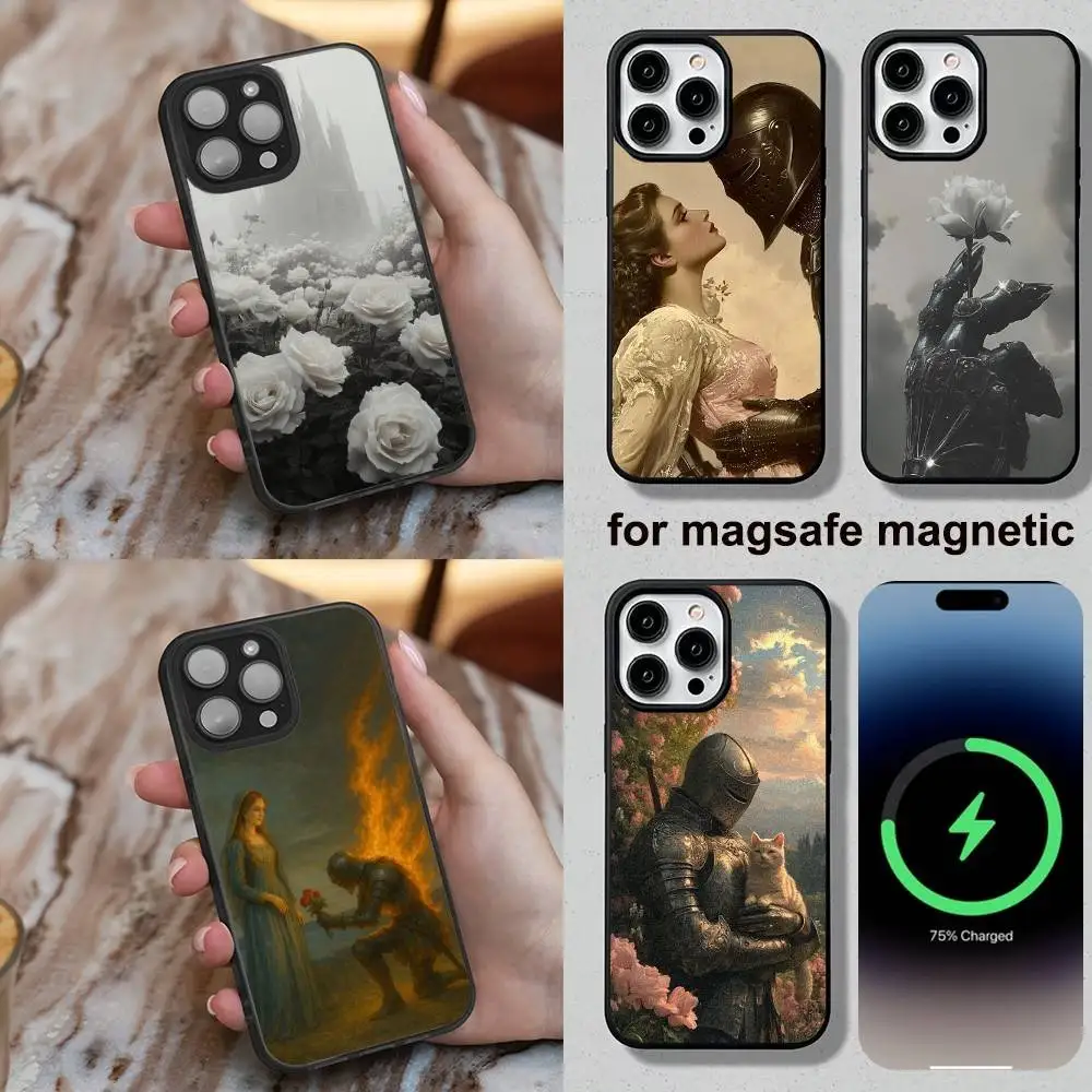 

Knight and his Princess Phone Case For iPhone 16,15,14,13,12,11,Plus,Pro,Max,Mini Soft Magesafe Magnetic Wireless Charge