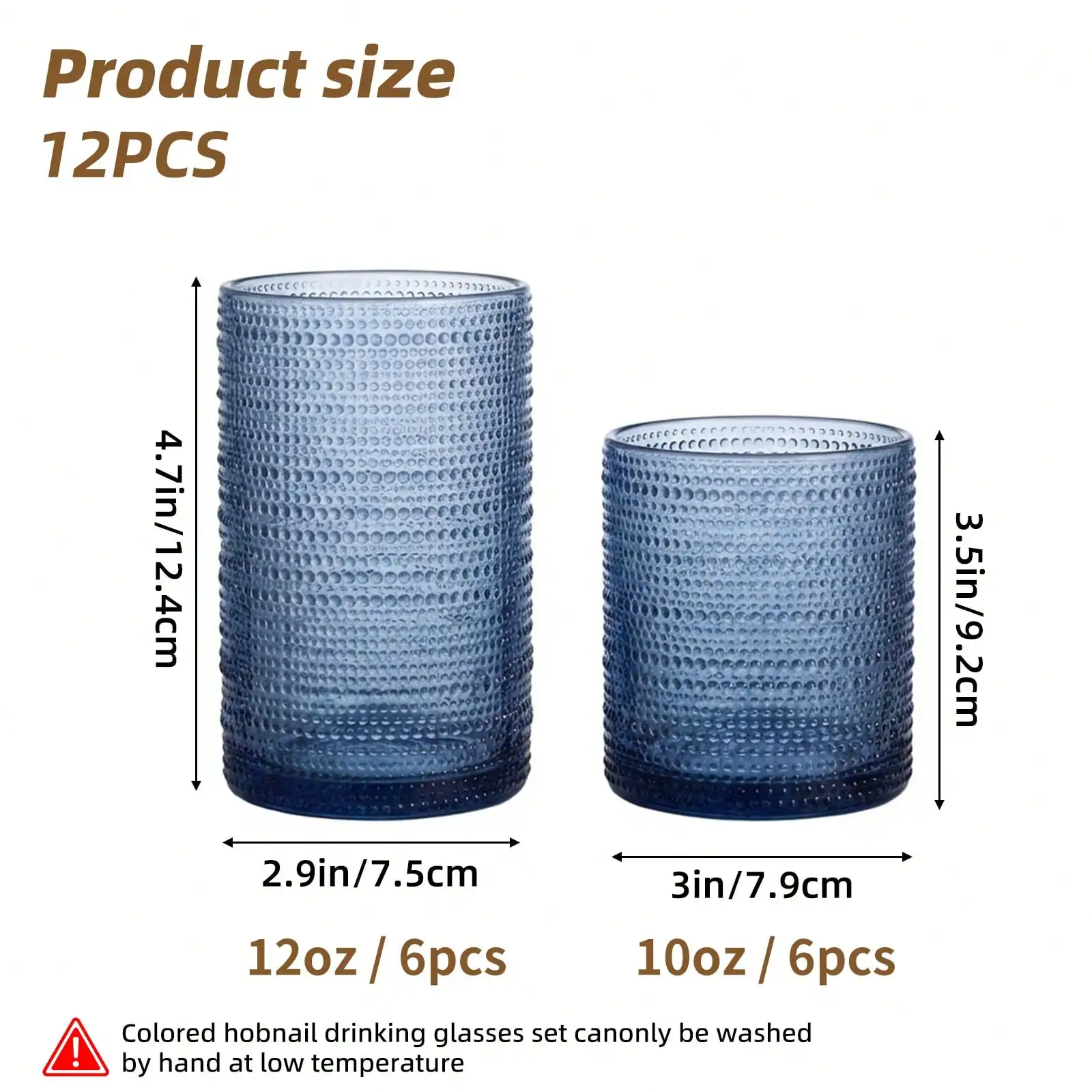 Tomnk 12-Piece Hobnail Drinking Glasses Set, 12oz & 10oz Clear Embossed Tumblers - Highball And Cocktail Glassware For Bar, Kitchen, Whiskey, Beer, Juice, Milk, Ideal Mother's Day Gift
