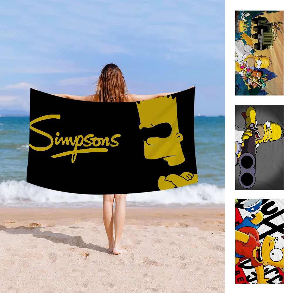 Funny S-Simpson Beach Towel Cartoon Cute Summer Kids Large Bath Pool Beach Towel Microfiber Absorbent For Swimming Travel