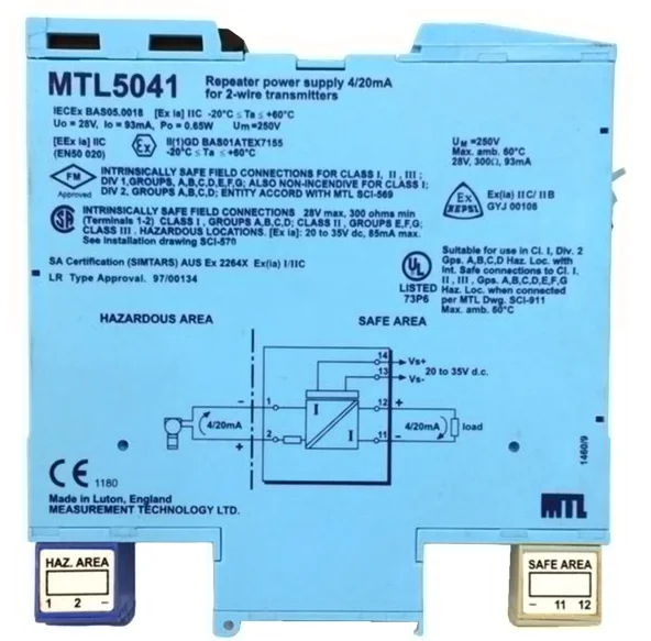 

MTL5041 - Защитный барьер с гальванической изоляцией ATEX - Промышленный изолятор сигналов на DIN-рейку
