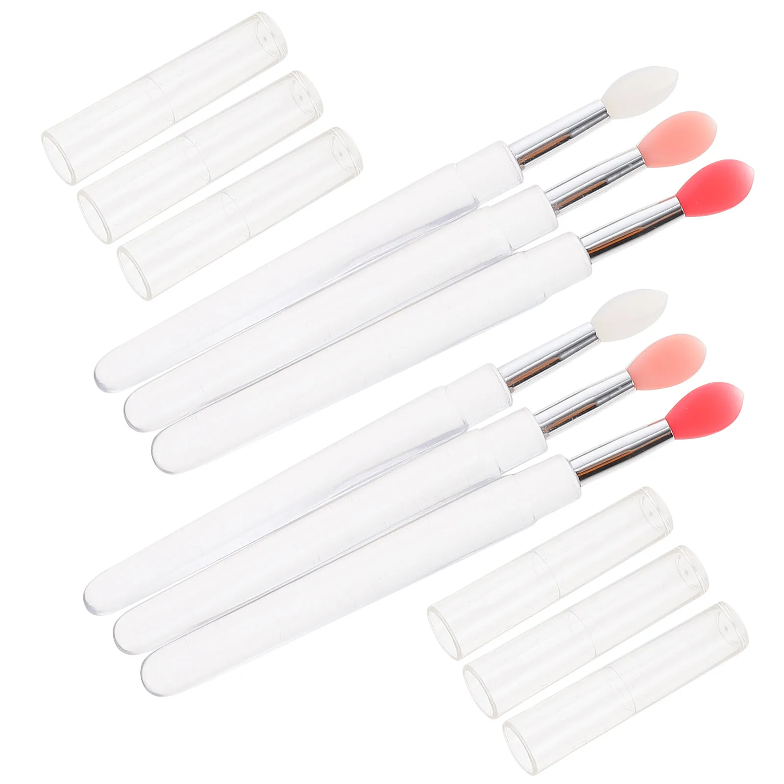 

6pcs Silicone Lip Brush with Lid Portable Lipstick Applicator Makeup Tool Soft Brush Head Compact Lip Balm Mask Brushes