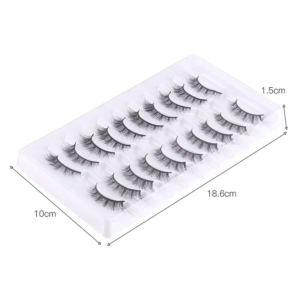 10 Pairs Handgemaakte Lange Natuurlijke Valse Wimpers Volume Pluizige 3D Nertsen Wimpers Piekerige Zwarte Band Wimpers Wimper Extension