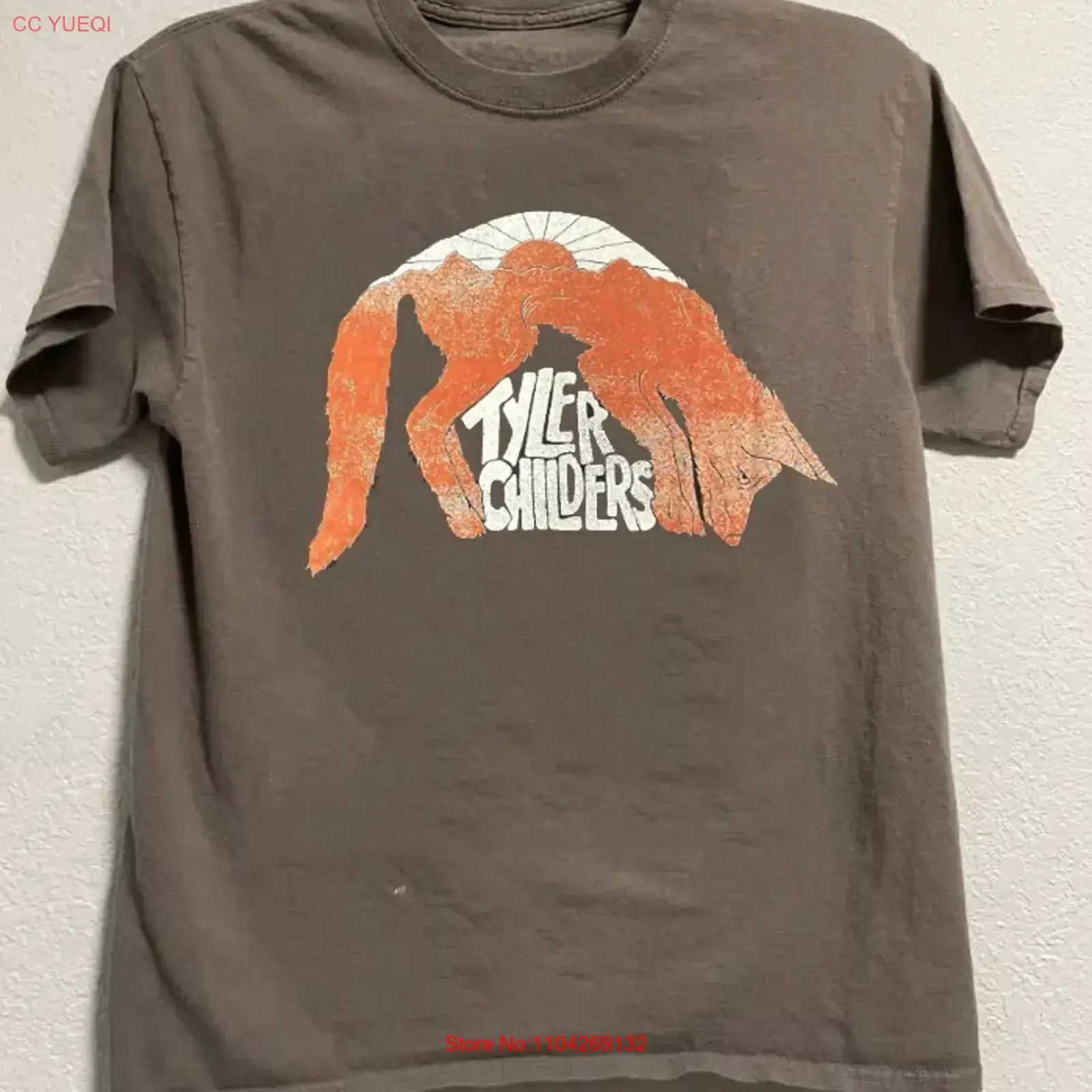 Tyler Childers Wolf tour concert short sleeve classic brown color shirt KV35902 vintage Washed Comfortable Slightly