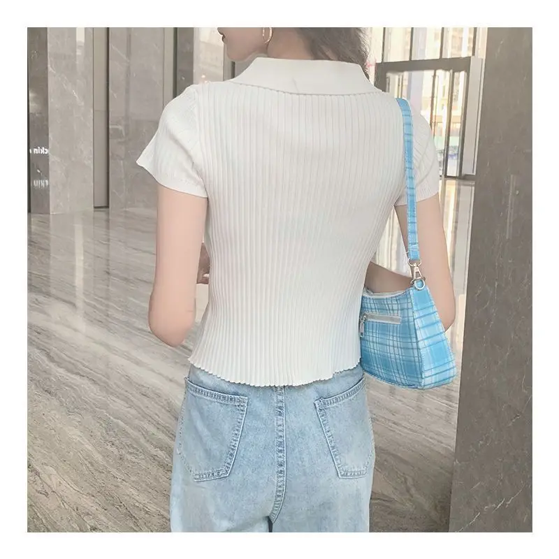 Spring and Summer New Women's Tight Short Ice Silk T- plus size Solid Color Base Shirt Slim Look All-match