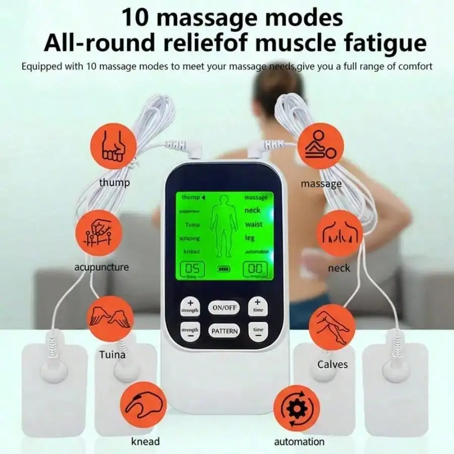 Rechargeable Muscle Stimulator Massager, 10 Modes & 30 Adjustable Intensity Levels, Portable Body Relax Device for Neck, Back & Shoulder Muscle Relaxation, Home Daily‑Use Massage Tool, Holiday Gift Option