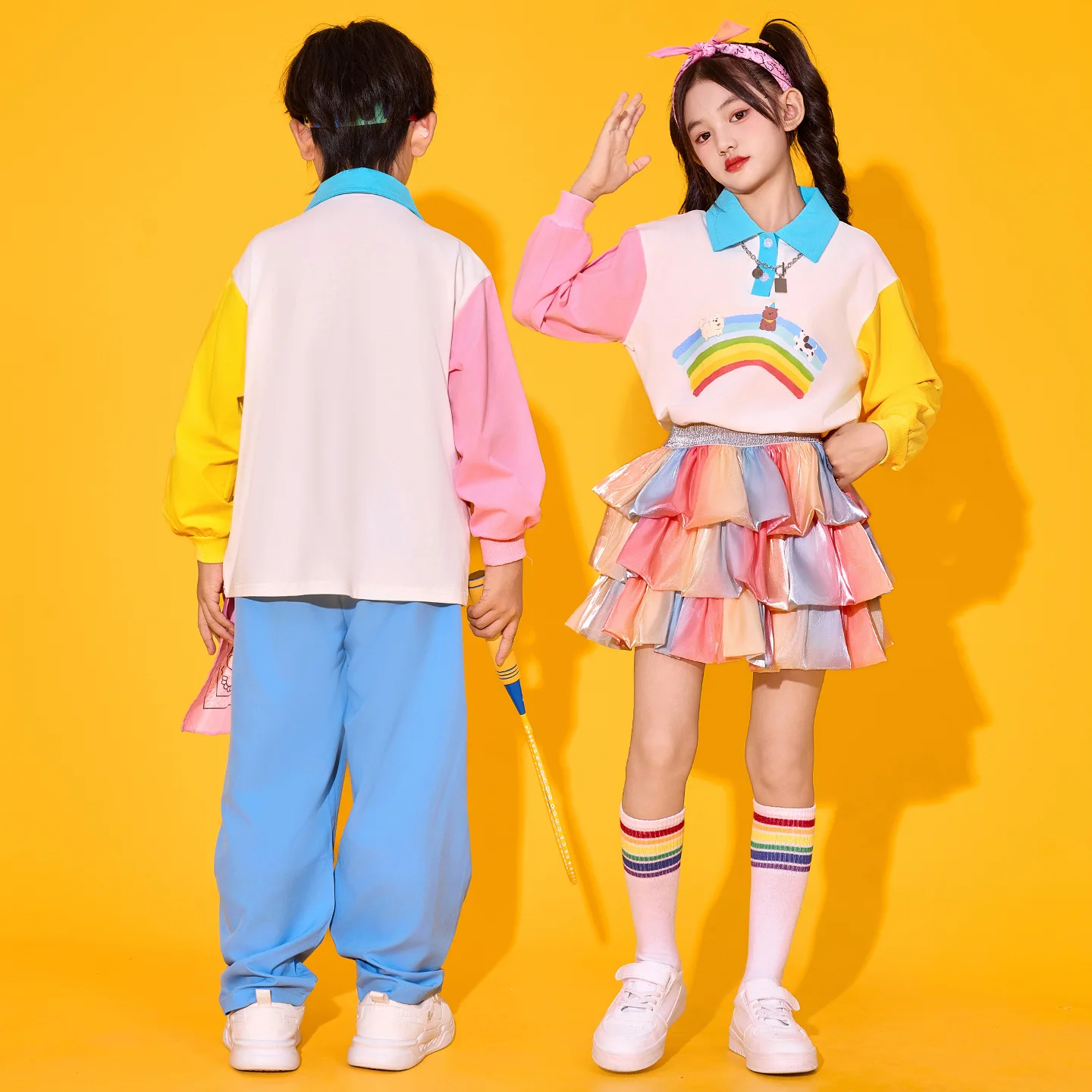Jazz Dance Set Performance Outfits Primary School Sports Day Costumes Kindergarten Graduation Class Uniforms Boys Girls Clothes