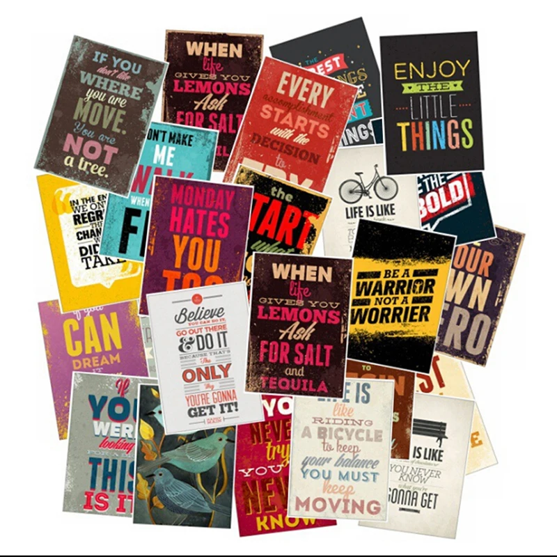 동기부여 인생 명언 다이어리 스티커, 스케이트보드 및 노트북 수하물 데칼 25개