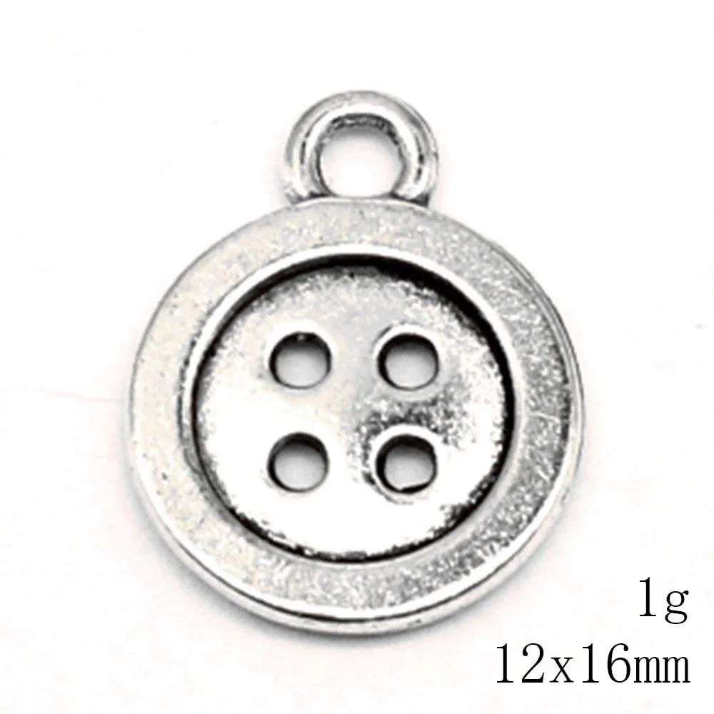 10pcs 12x16mm Buttons Charms Pendant Diy Craft Supplies Woman Jewelri Antique Silver Color