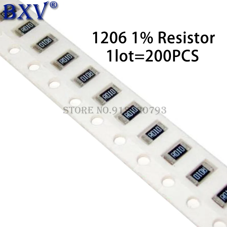 200PCS 1206 1% SMD Resistor 0R ~ 10M 1/4W 0 1 10 100 150 220 330 Ohm 1K 2.2K 10K 100K 0R 1R 10R 100R 150R 220R 330R 1M 10M