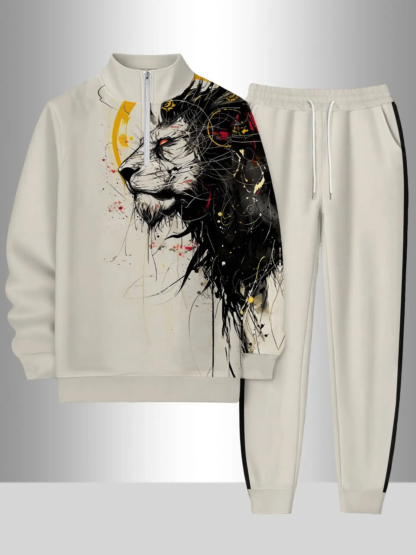 2-piece set, European and American men's fashionable sports long-sleeved top and long pants set