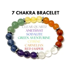 7 Chakra Bracelet: 8mm round stone chakra crystal, perfect for meditation, healing, reiki