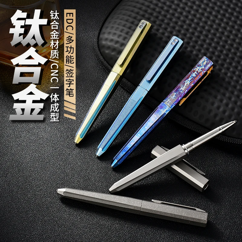 Hot selling titanium alloy tactical pen Edc tool gift box custom logo ballpoint pen multifunctional broken window metal pen