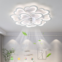 Led Ceiling Fan Flower Shape Bedroom Ceiling Lamp Remote Control 3 Colors Switching 6 Wind Speed for Bedroom/Dining Room