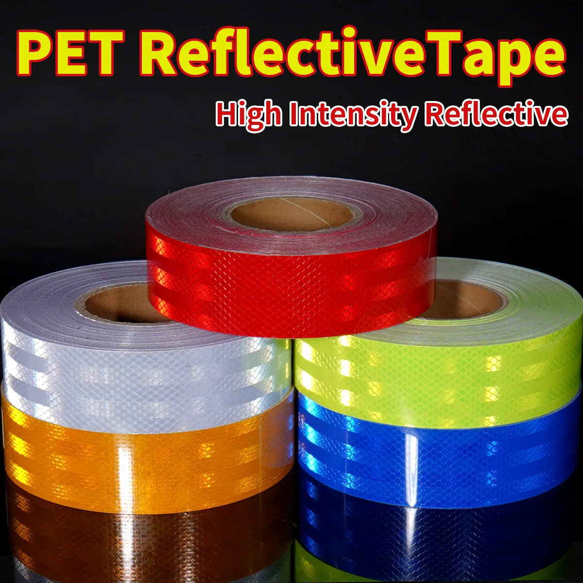 High Intensity Reflective Adhesive Tape PET Waterproof Red White Yellow Car Stickers for Truck Reflectors Strip