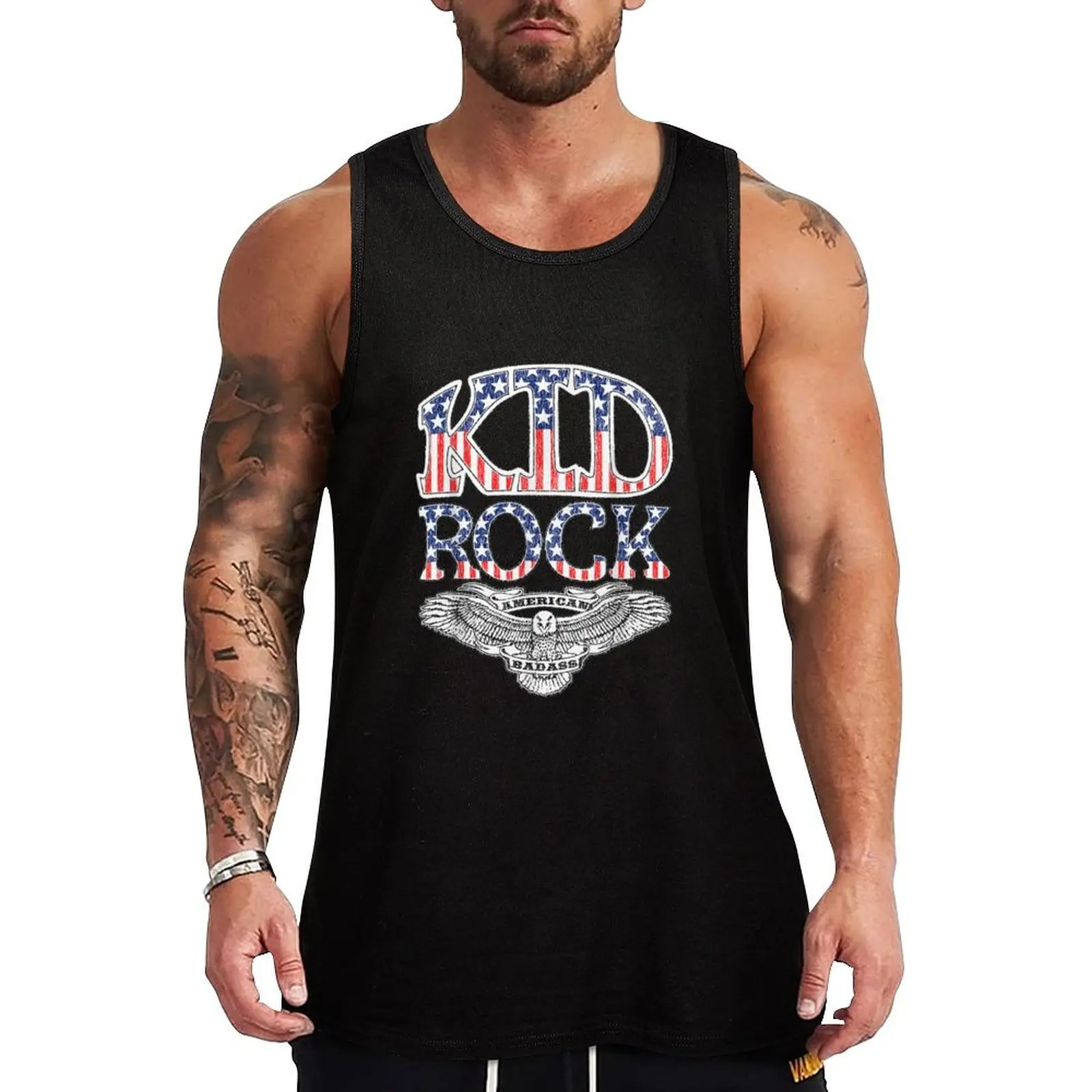 

Vintage American Flag Kid Rock Tank Top Japanese t-shirt gym shirts men gym clothing