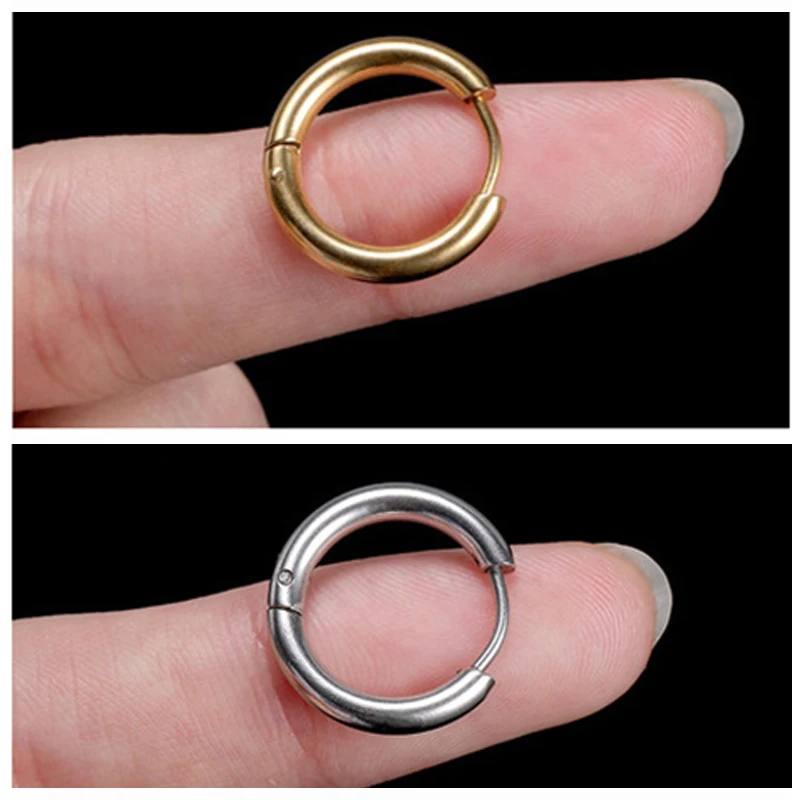 ステンレス鋼のイヤリング,女性のためのシンプルなイヤリング,耳珠,らせん,ゴールドヘリックス,滑らかなゴールドカラーのバックル,アクセサリー