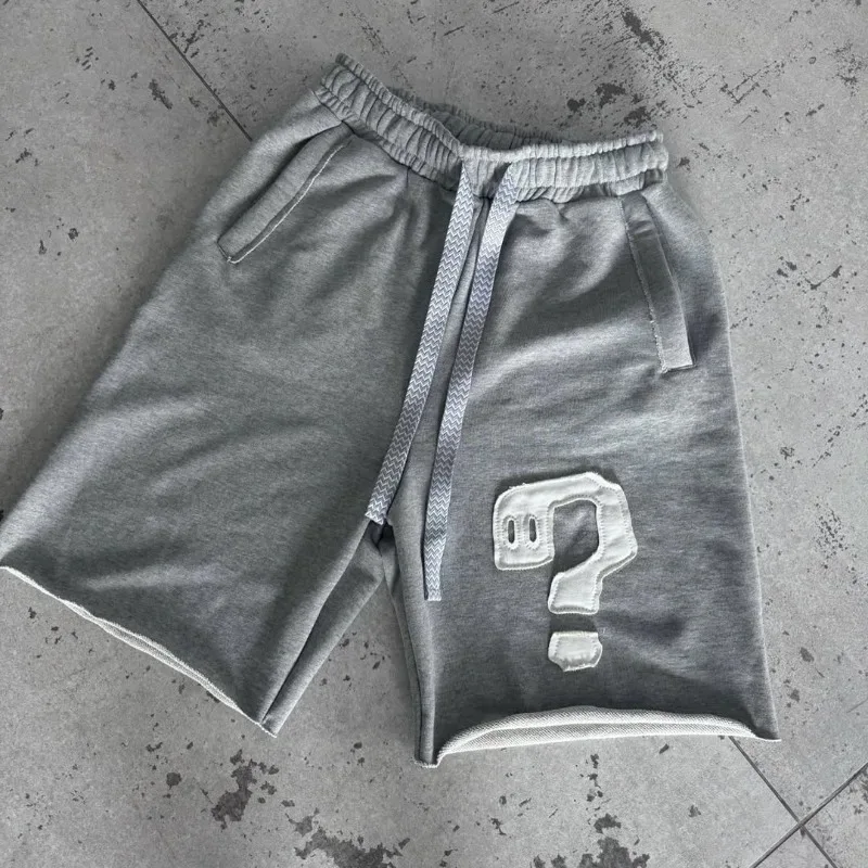 

Symbol Patchwork Lace up Casual Shorts Retro Harajuku Style Hip Hop Loose All-Match Five-Point Pants Fashion Ins Style