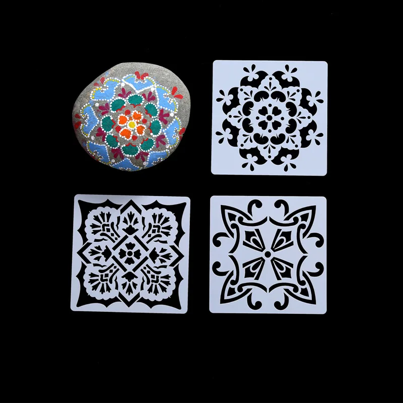 Mandala Stencils Drawing Toys for Kids, DIY Rock Art Projects, Decoração de Móveis em Madeira, Flower Painting Template, Student Tools